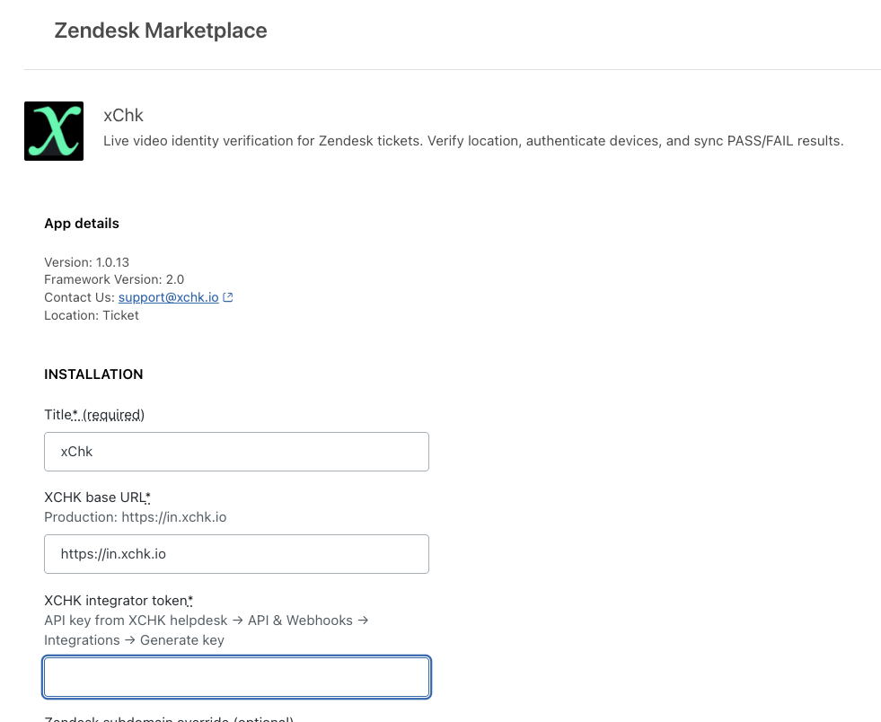 Zendesk integrator token location